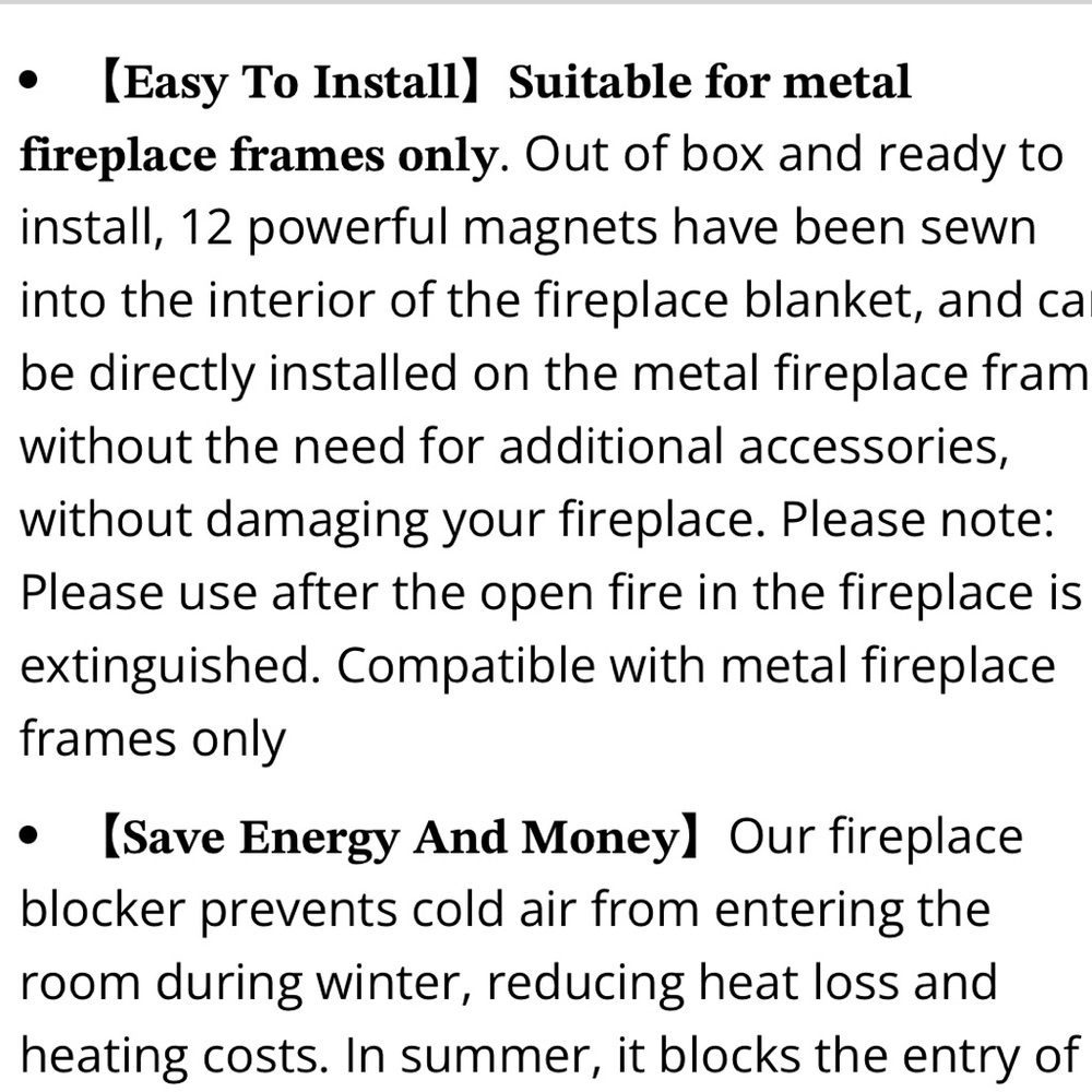 Fireplace Cover Draft Stopper Protection - Picture 4 of 7
